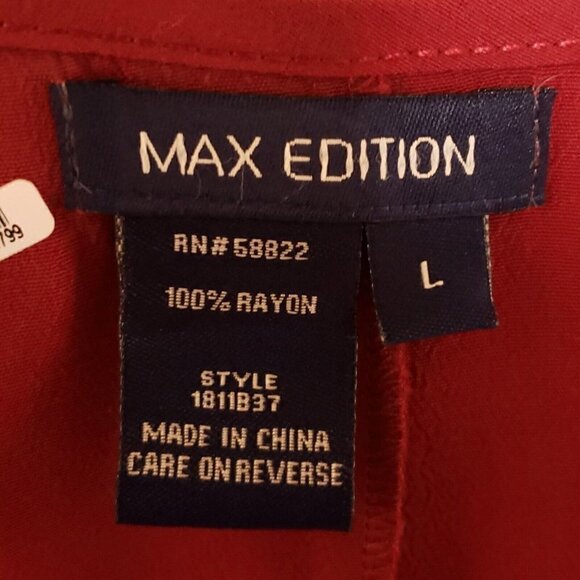 Max Edition Womens Bold Color Striped V Neck Blouse Large - Picture 4 of 5